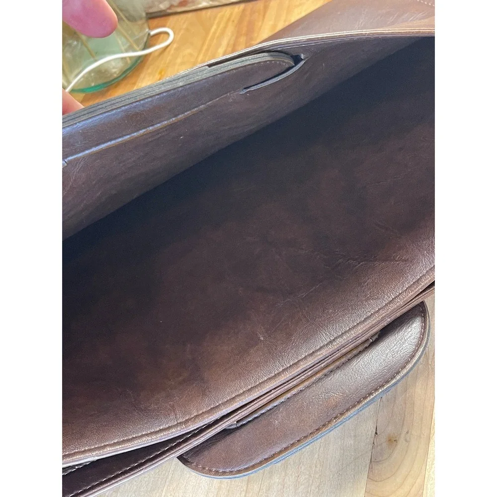 Vintage Hazel USA Dark Brown Faux Leather Briefcase Attache Portfolio Bag